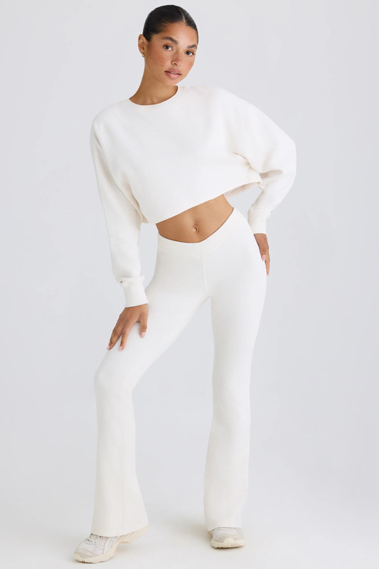 Tall Flared Trousers in White - UK Size:L